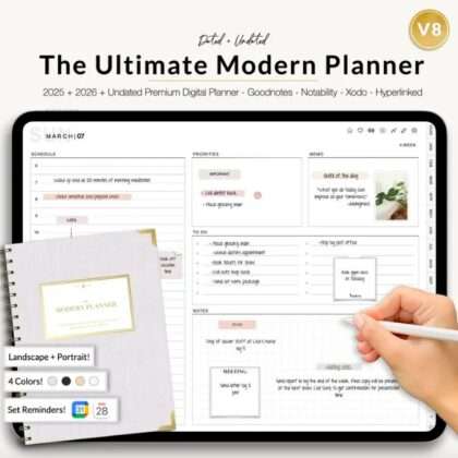 Digital planner, Goodnotes planner, iPad planner, Notability planner, Dated digital planner, Digital calendar